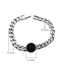 Bracelet chaîne cubaine en argent massif - onyx noir