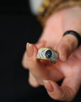 Vintage Oost-Royal Style Black Opal Ring - verstelbaar