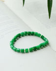 Bracelet minimaliste de perles de jade vert vibrant - Qualité AAAA