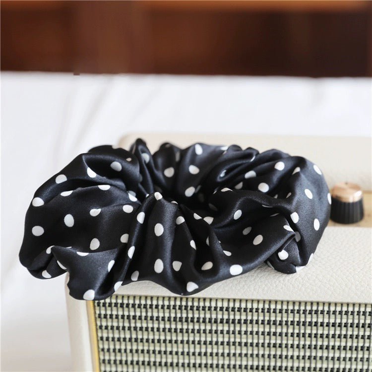 Polka Dot 100% zijden haarscrunchie - 6 cm breed