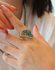 Ocean Wave-ontwerp: Abalone Shell Gold Vermeil Statement Ring-verstelbaar