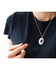 Lapis Lazuli MOP grote ovale hanger ketting