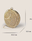 Oogverblindende ronde clutch met diamantlook