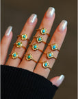 Moderne vintage turquoise stenen ovale ring-verstelbaar