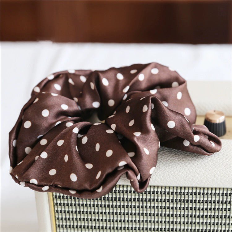 Polka Dot 100% zijden haarscrunchie - 6 cm breed