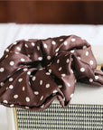 Polka Dot 100% zijden haarscrunchie - 6 cm breed