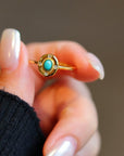 Moderne vintage turquoise stenen ovale ring-verstelbaar